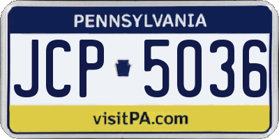 PA license plate JCP5036