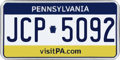PA license plate JCP5092