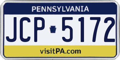 PA license plate JCP5172