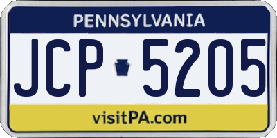 PA license plate JCP5205