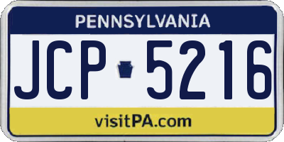 PA license plate JCP5216