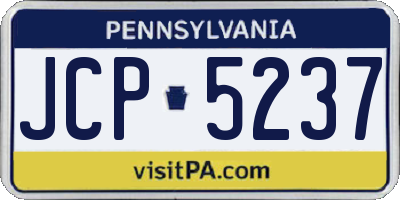 PA license plate JCP5237