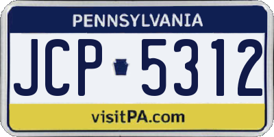 PA license plate JCP5312