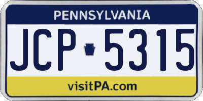 PA license plate JCP5315
