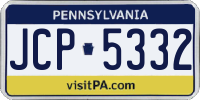 PA license plate JCP5332
