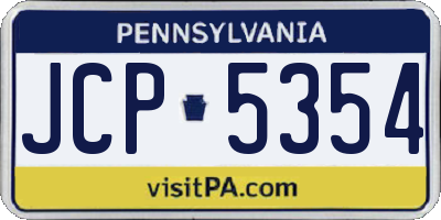 PA license plate JCP5354