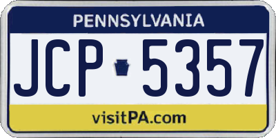 PA license plate JCP5357
