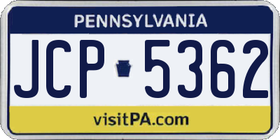 PA license plate JCP5362