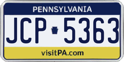 PA license plate JCP5363
