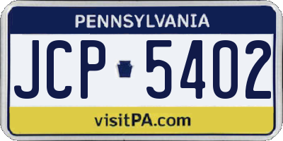 PA license plate JCP5402