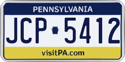 PA license plate JCP5412