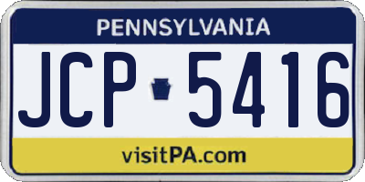 PA license plate JCP5416