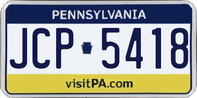 PA license plate JCP5418