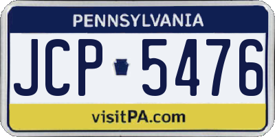PA license plate JCP5476