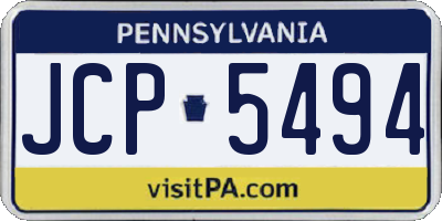PA license plate JCP5494