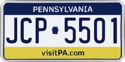 PA license plate JCP5501