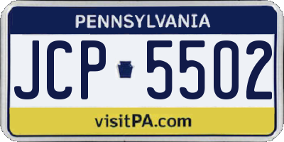 PA license plate JCP5502