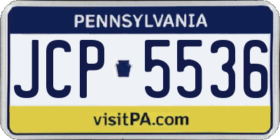 PA license plate JCP5536