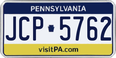 PA license plate JCP5762