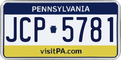 PA license plate JCP5781