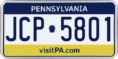 PA license plate JCP5801