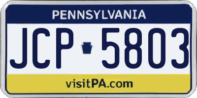 PA license plate JCP5803
