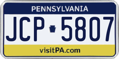 PA license plate JCP5807