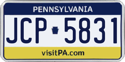 PA license plate JCP5831
