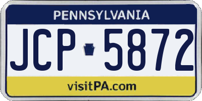 PA license plate JCP5872