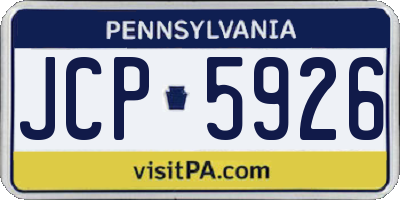 PA license plate JCP5926
