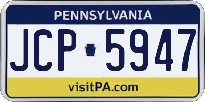 PA license plate JCP5947