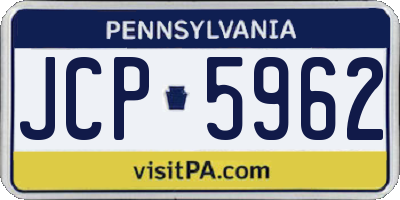 PA license plate JCP5962