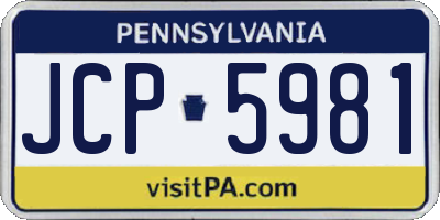 PA license plate JCP5981