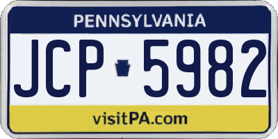 PA license plate JCP5982