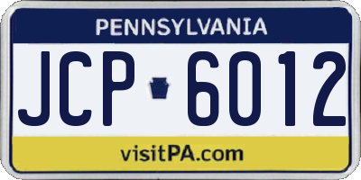 PA license plate JCP6012