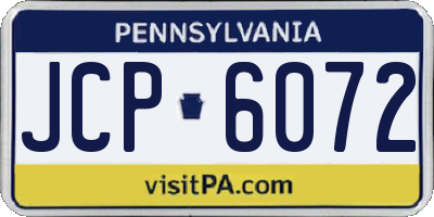 PA license plate JCP6072