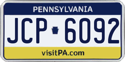 PA license plate JCP6092