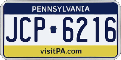 PA license plate JCP6216