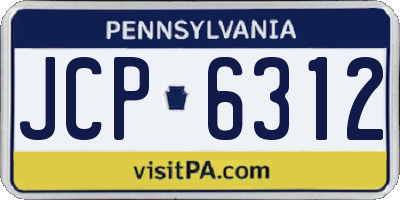 PA license plate JCP6312