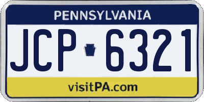 PA license plate JCP6321