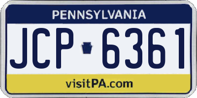 PA license plate JCP6361