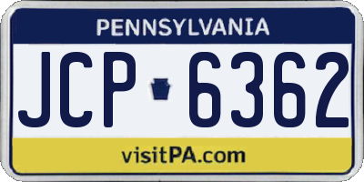 PA license plate JCP6362