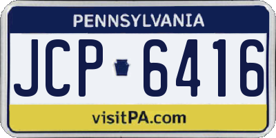 PA license plate JCP6416