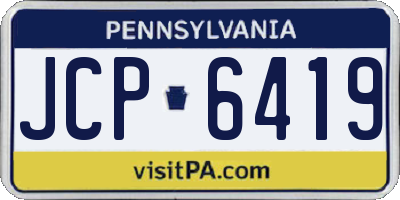 PA license plate JCP6419
