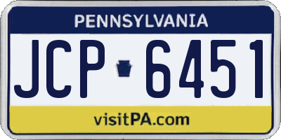 PA license plate JCP6451