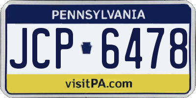 PA license plate JCP6478