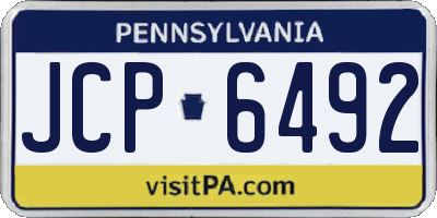 PA license plate JCP6492