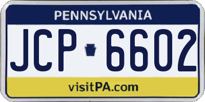 PA license plate JCP6602