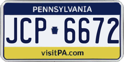 PA license plate JCP6672