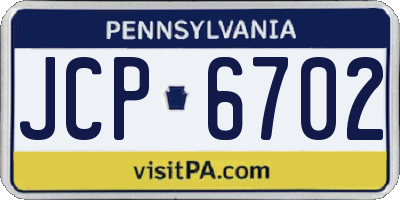 PA license plate JCP6702